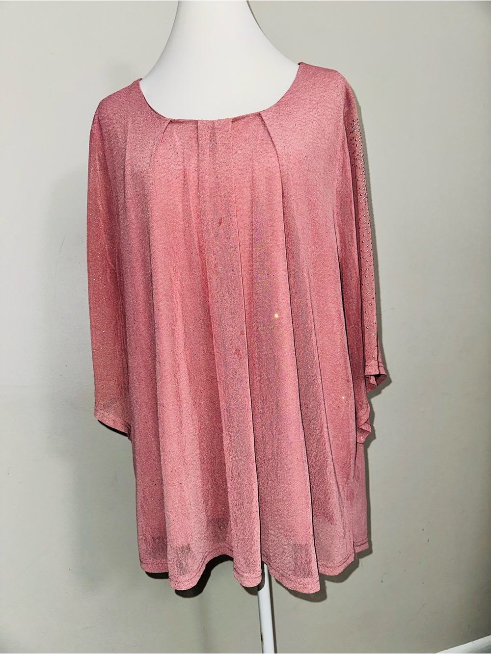 Siren Lily Pleated Rose Pink Scoop Neck Tunic